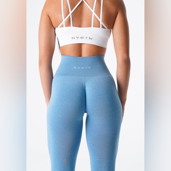 BUNDLE OF 2 NVGTN Seamless Women Leggings Size Medium Pink And Blue Activewear - Picture 4 of 15